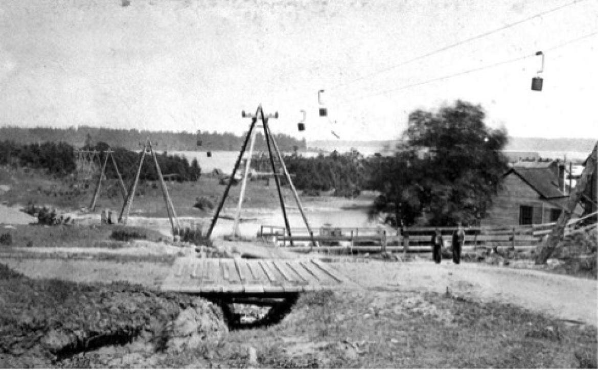 An aerial photo of the Nanaimo tramway.